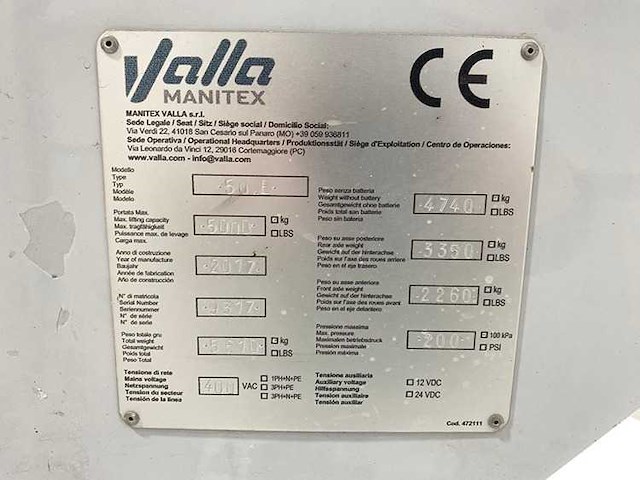 Valla - 2017 - 50e - 7.1m hijshoogte - telescoopkraan - afbeelding 9 van  10