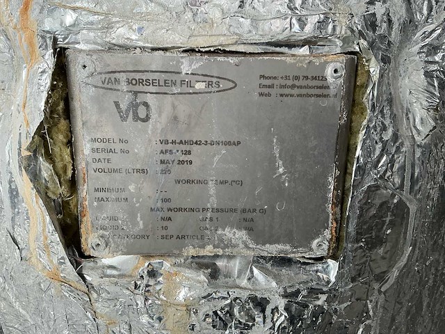 Van borselen filters - vb-h-ahd42-3-dn100ap - filters - 2019 - afbeelding 1 van  2