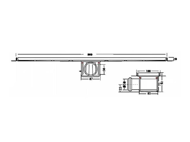 Van den berg - ss channel - - douchegoot 80cm met flens zij-uitloop 50 mm - afbeelding 2 van  4