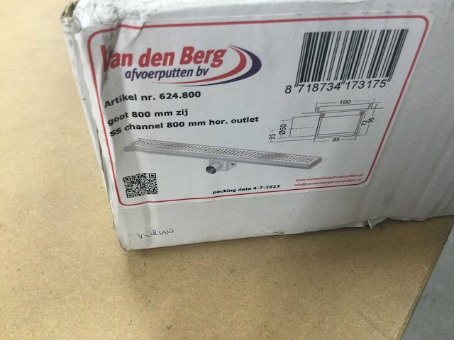 Van den berg - ss channel - - douchegoot 80cm met flens zij-uitloop 50 mm - afbeelding 4 van  4