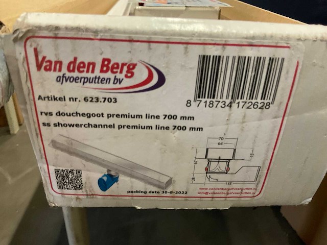 Van den berg douchegoot rvs 70 cm - afbeelding 2 van  2