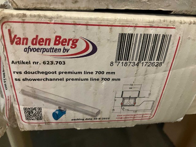 Van den berg douchegoot rvs 70 cm - afbeelding 2 van  2