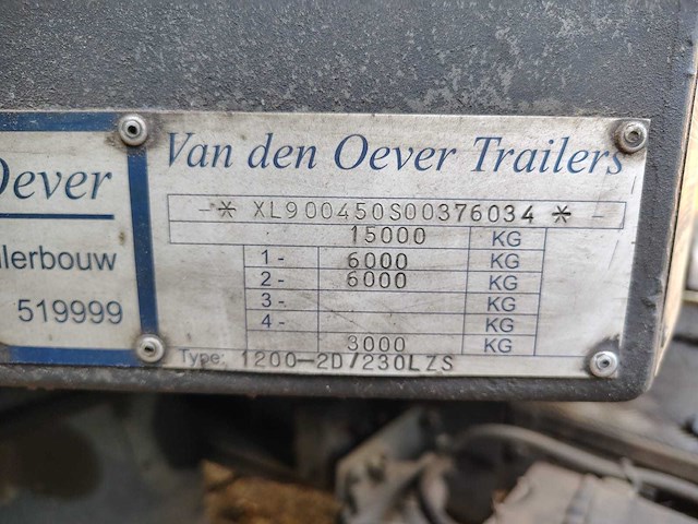 Van den oever trailers 1200-2d/23olzs oplegger - afbeelding 6 van  9
