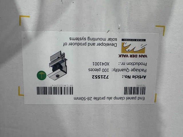 Van der valk - 721552zw - eindklem tbv zonnepanelen (100x) - afbeelding 2 van  4