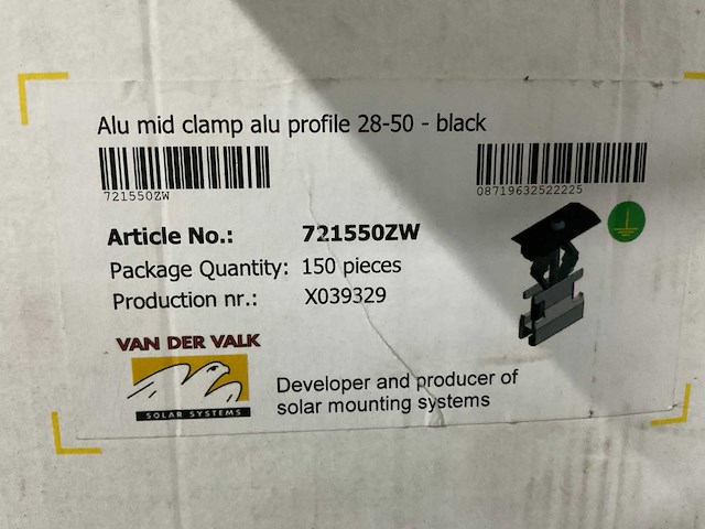 Van der valk - aluminium middenklem profiel 28-50 zwart (100x) - afbeelding 4 van  4