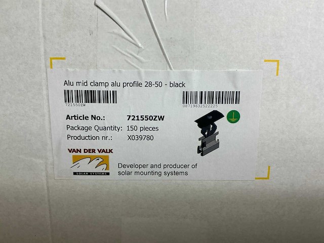 Van der valk 721550zw aluminium tussenklem voor profiel 28-50mm (450x) - afbeelding 5 van  6