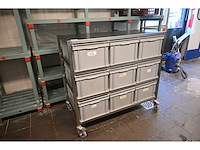 Van ‘t wout mobiele rvs grondstoffen werkbank met 9 kunststof bakken - afbeelding 5 van  6