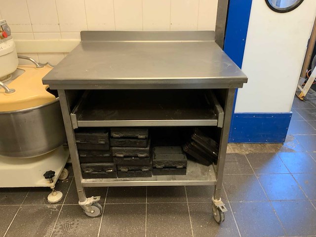 Van ‘t wout mobiele rvs werkbank met uitschuifbaar blad - afbeelding 4 van  9