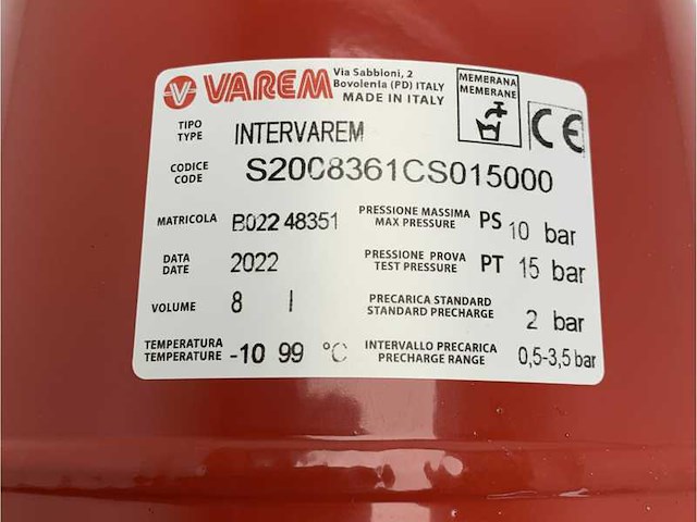 Varem 1007.vas525 expansion vessel for boiler or water pressure system - afbeelding 5 van  5