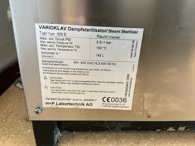 Varioklav 500e laboratorium-autoclave / stoomsterilisator - afbeelding 11 van  19