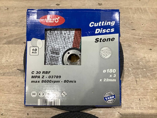Varo - 180x3x22 mm - slijpschijf 180 mm steen (40x) - afbeelding 4 van  6