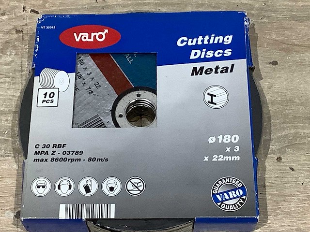 Varo 180x3x22 mm slijpschijf 180 mm metaal (10x) - afbeelding 3 van  4