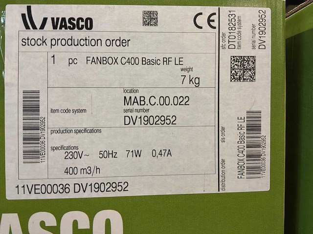 Vasco fanbox c400 basic rf le ventilatie (3x) - afbeelding 3 van  4