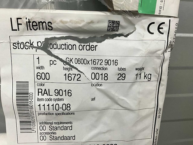 Vasco gk designradiator 600x1672 ral9016 875w (2x) - afbeelding 3 van  4