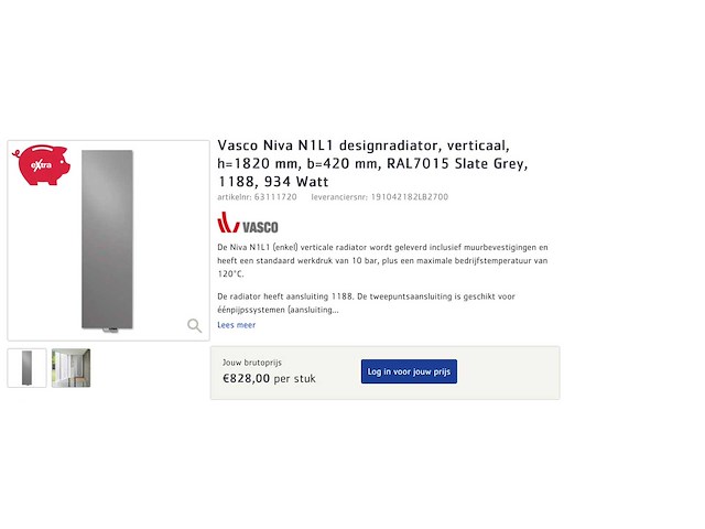 Vasco niva n1l1 designradiator 42x182cm - afbeelding 4 van  6