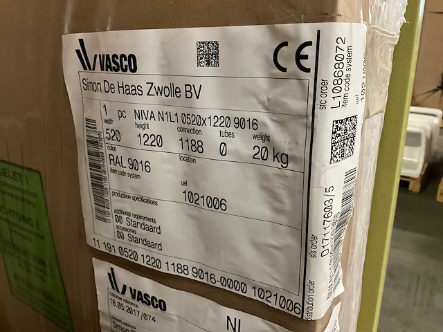 Vasco niva n1l1 handdoekradiator 52x122cm - afbeelding 2 van  3