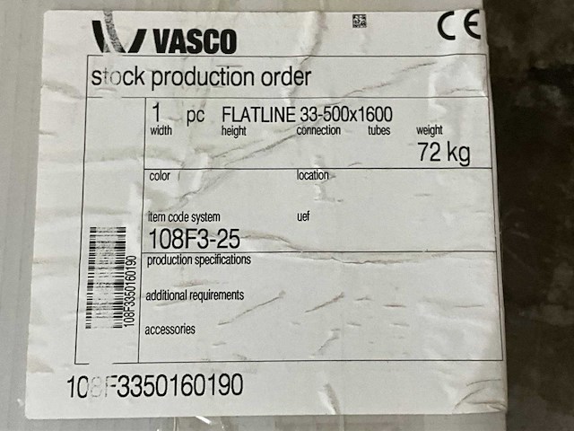 Vasco paneelradiator flatline 500 33 1600 3205w - afbeelding 4 van  5