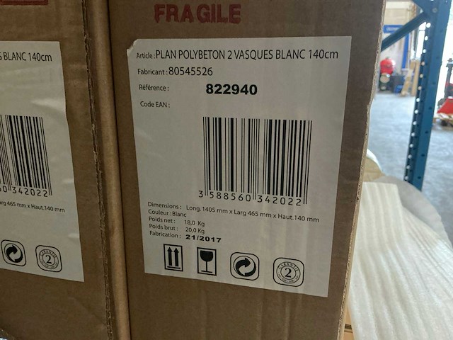 Vascques blanc wastafel (140cm) (24x) - afbeelding 4 van  4