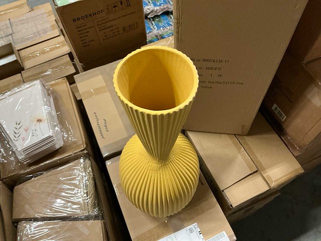 Vase ellen d27,5xh77cm ceramic yellow (4x) - afbeelding 2 van  6