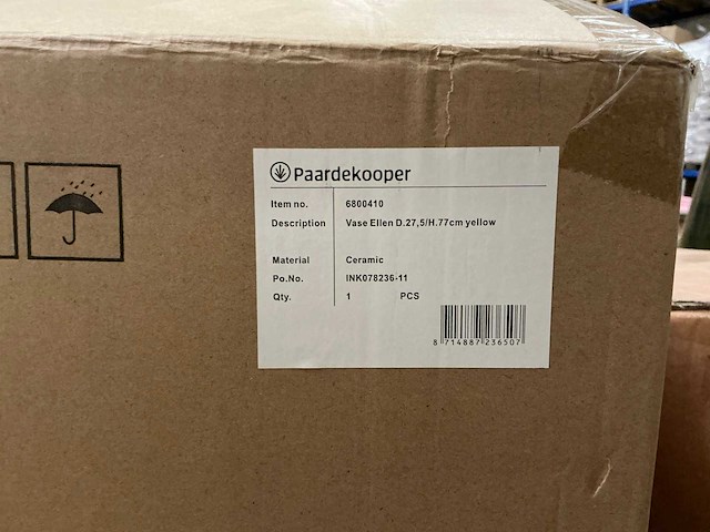 Vase ellen d27,5xh77cm ceramic yellow (4x) - afbeelding 6 van  6