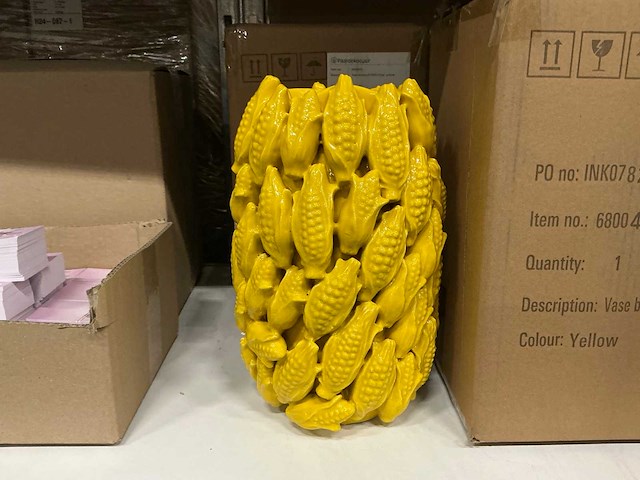 Vase maiskolven d20/h31cm yellow ceramic (3x) - afbeelding 1 van  4