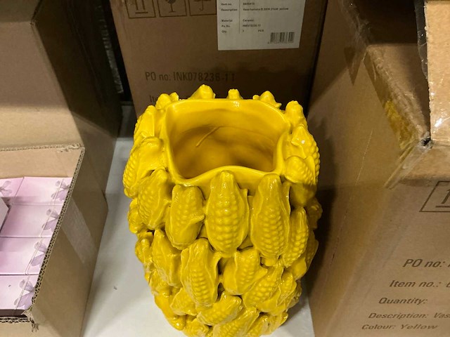 Vase maiskolven d20/h31cm yellow ceramic (3x) - afbeelding 2 van  4