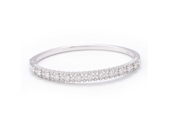 Vaste armband met meerdere rijen pave gezette briljanten - afbeelding 1 van  8