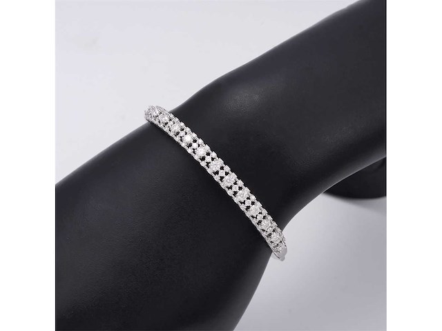 Vaste armband met meerdere rijen pave gezette briljanten - afbeelding 2 van  8