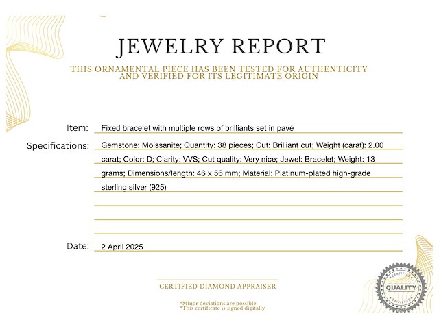 Vaste armband met meerdere rijen pave gezette briljanten - afbeelding 3 van  8