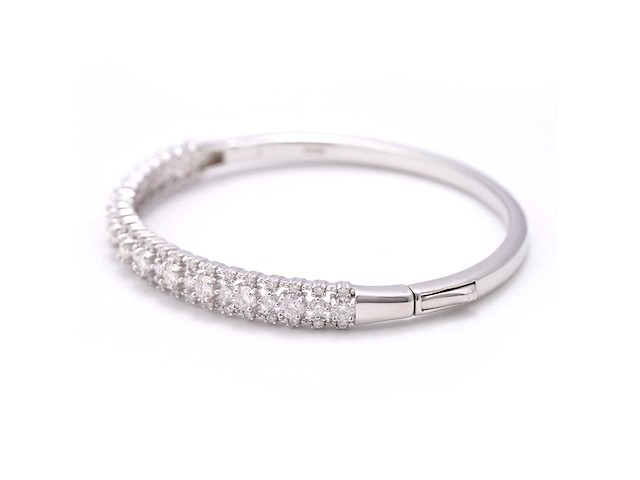 Vaste armband met meerdere rijen pave gezette briljanten - afbeelding 4 van  8