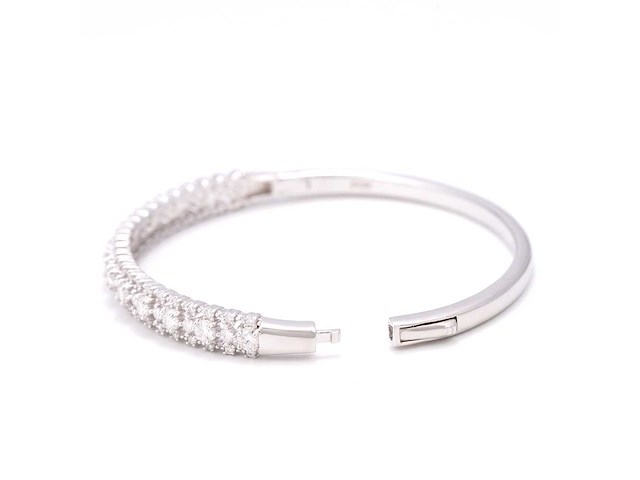 Vaste armband pave met meerdere rijen briljanten - afbeelding 5 van  8