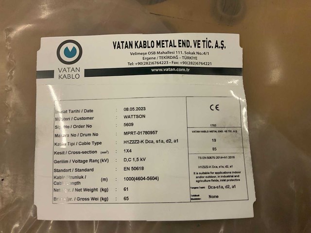 Vatan kablo h1z272-k haspel solar kabel (14x) - afbeelding 3 van  3