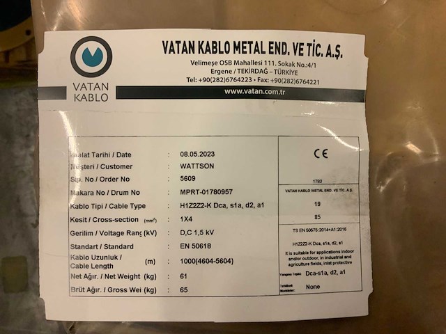 Vatan kablo h1z272-k haspel solar kabel (2x) - afbeelding 2 van  2