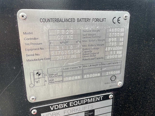 Vdbk - fb25-c2ac - vorkheftruck - 2017 - afbeelding 18 van  23