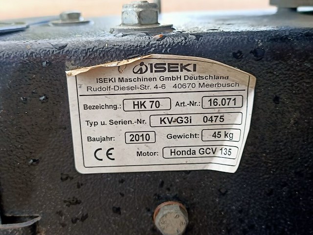 Veegmachine, iseki, hk70 honda gcv135 motor, 2010 - afbeelding 6 van  7