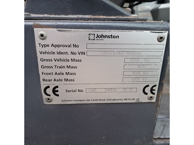 Veegmachine met 3-delige borstel, johnston sweepers, c401 euro 6, 2015 - afbeelding 52 van  56