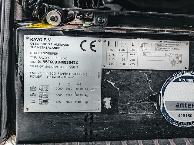 Veegmachine, ravo, 540 cd euro 6, 2017 - afbeelding 39 van  58