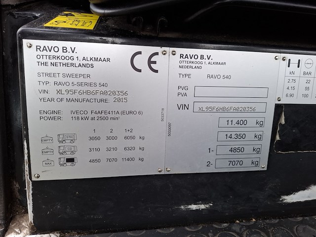 Veegmachine, ravo, 540 euro 6, oranje, 2015 - afbeelding 59 van  67
