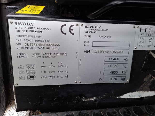 Veegmachine, ravo, euro 6, 2015 - afbeelding 55 van  61