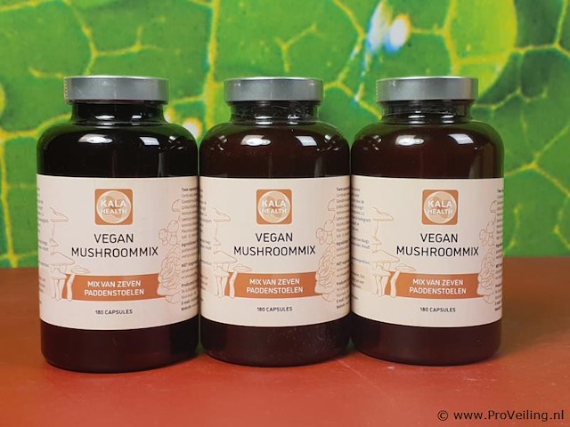 Vegan mushroommix supplement vegan mushroommix - 3 potjes á 180 capsules - afbeelding 1 van  3