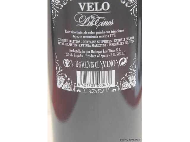 Velo vino joven rode wijn - 70 cl - winkelverkoopprijs € 5.95 - afbeelding 3 van  3