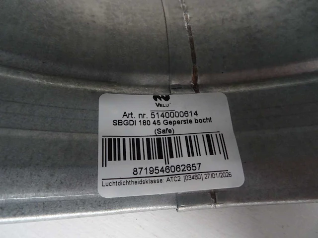 Velu - bocht 45° dampdicht 180mm (58x) - afbeelding 2 van  3