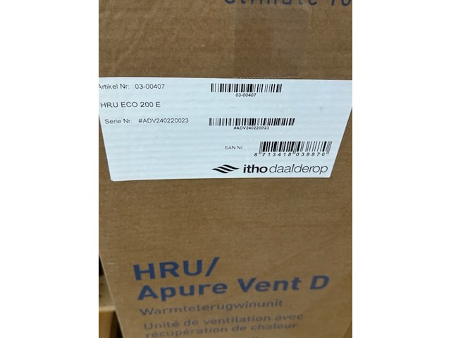 Ventilatie box itho daalderop, hru eco 200 e - afbeelding 2 van  2