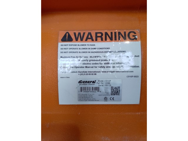 Ventilator 5.100m³/uur 230v, general equipment, cd10p, 2016 - afbeelding 6 van  6