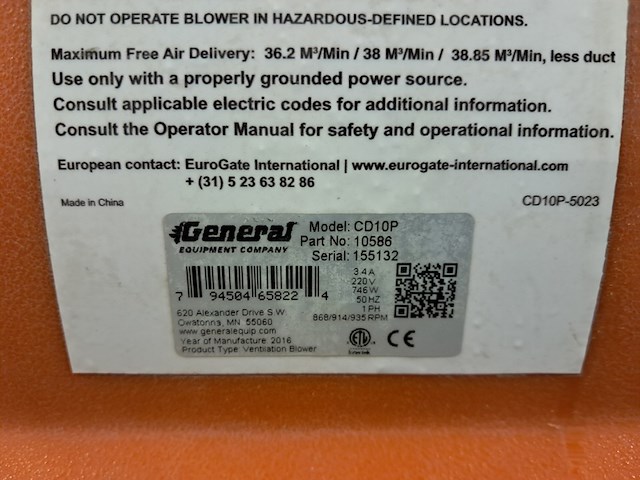 Ventilator 5.100m³/uur 230v, general equipment, cd10p, 2016 - afbeelding 6 van  6