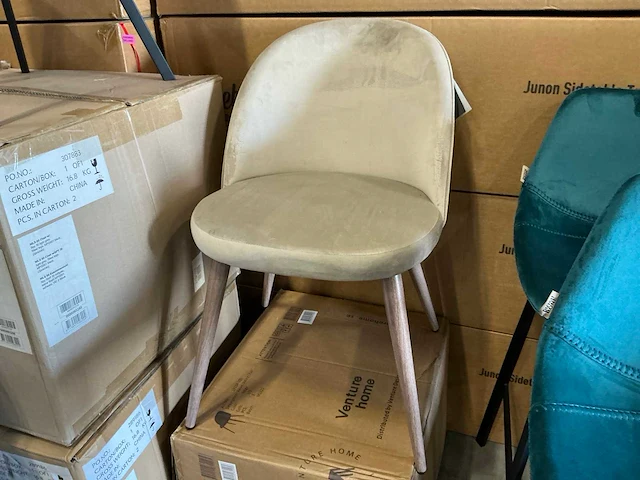 Venture home eetkamerstoelen velvet zithoogte 45cm (2x) - afbeelding 1 van  1