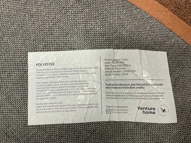 Venture home undra vloerkleed ø200cm dusty pink - afbeelding 2 van  3