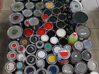 Verf, bijts, lak en hammerite op pallet in diverse kleuren, circa 80 blikken. - afbeelding 3 van  3
