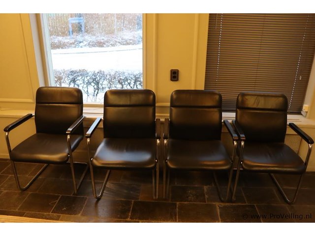 Vergaderstoelen, leer bekleed - 4 stuks - afbeelding 1 van  7