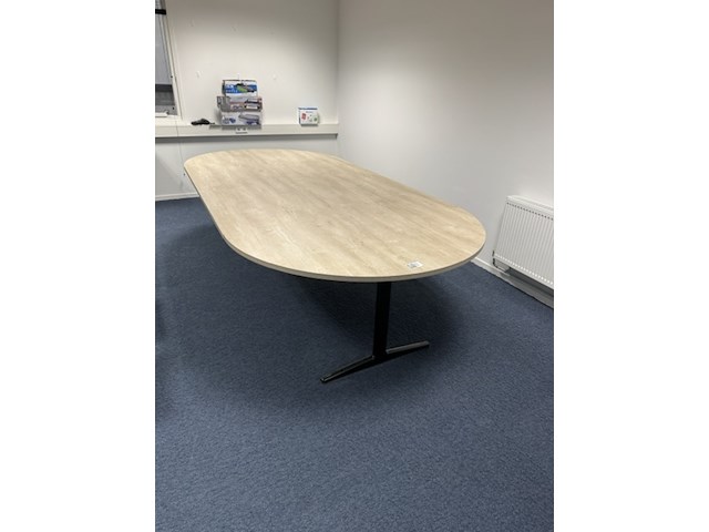Vergadertafel, ahrend, mehes, eiken/zwart, rond - afbeelding 1 van  4